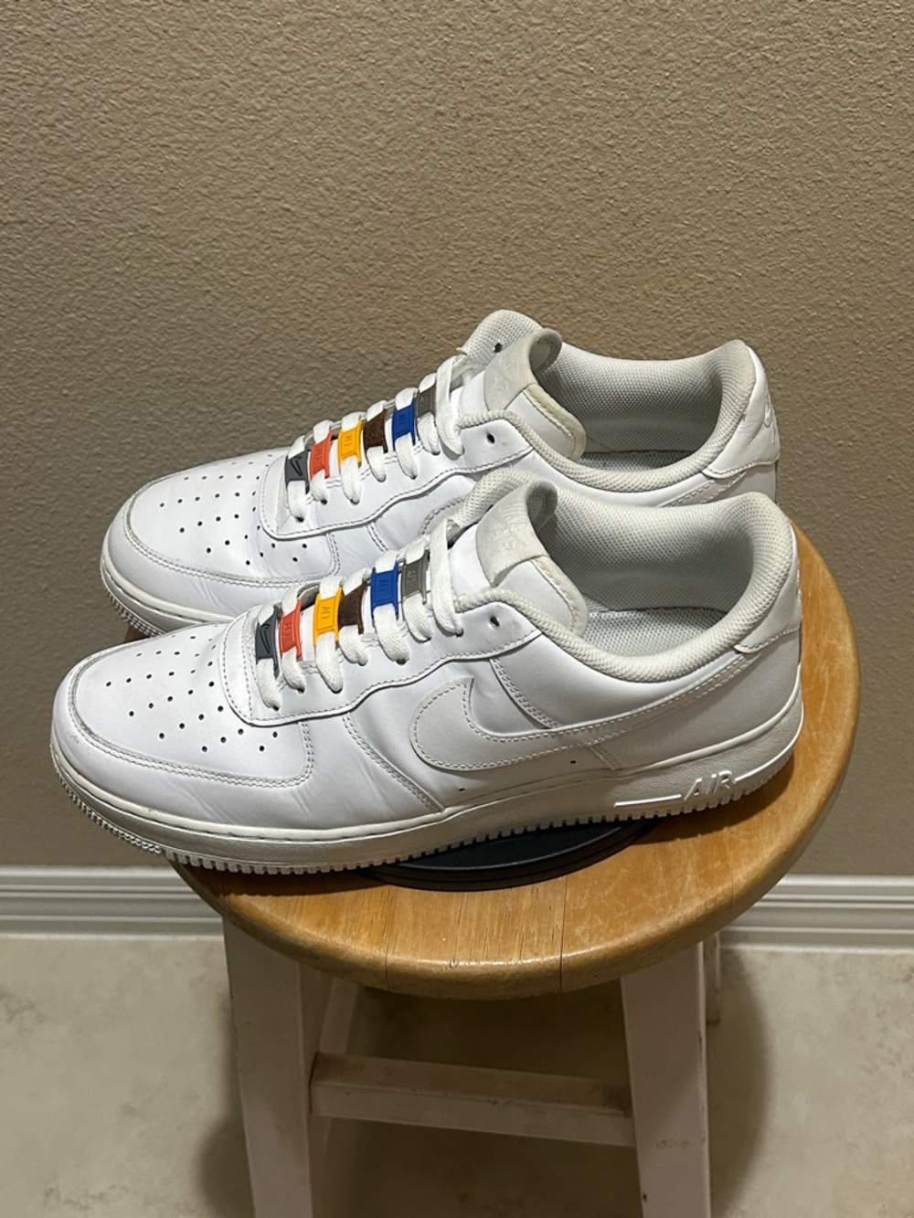 Nike Air Force 1 Low ‘07 White 315122-111 *Customized lace keepers* - Picture 2 of 7